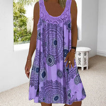 Load image into Gallery viewer, Women Summer O-Neck Sleeveless Print Dress