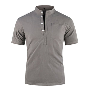 Men's Casual Loose Breathable Linen Stand Collar Shirt