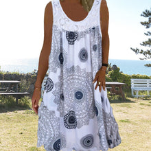 Load image into Gallery viewer, Women Summer O-Neck Sleeveless Print Dress