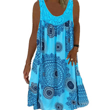 Load image into Gallery viewer, Women Summer O-Neck Sleeveless Print Dress