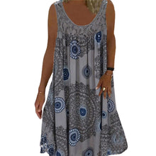 Load image into Gallery viewer, Women Summer O-Neck Sleeveless Print Dress