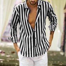 Load image into Gallery viewer, Spring Summer Men&#39;s Cotton Linen Striped Button Shirt