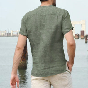 Men's Casual Loose Breathable Linen Stand Collar Shirt