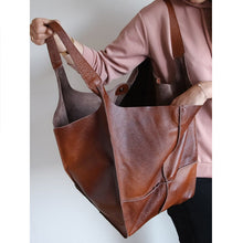 Load image into Gallery viewer, Women Oversize Weekender Leather Handbags