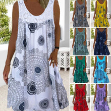 Load image into Gallery viewer, Women Summer O-Neck Sleeveless Print Dress