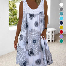 Load image into Gallery viewer, Women Summer O-Neck Sleeveless Print Dress