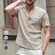 Load image into Gallery viewer, Men&#39;s Casual Loose Breathable Linen Stand Collar Shirt