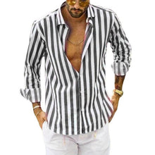 Load image into Gallery viewer, Spring Summer Men&#39;s Cotton Linen Striped Button Shirt